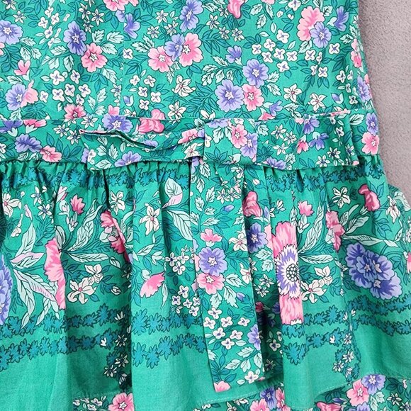 Vtg Jane Schaffhausen Belle France Drop Waist Green Floral Dress Womens Size 12 - Picture 7 of 9
